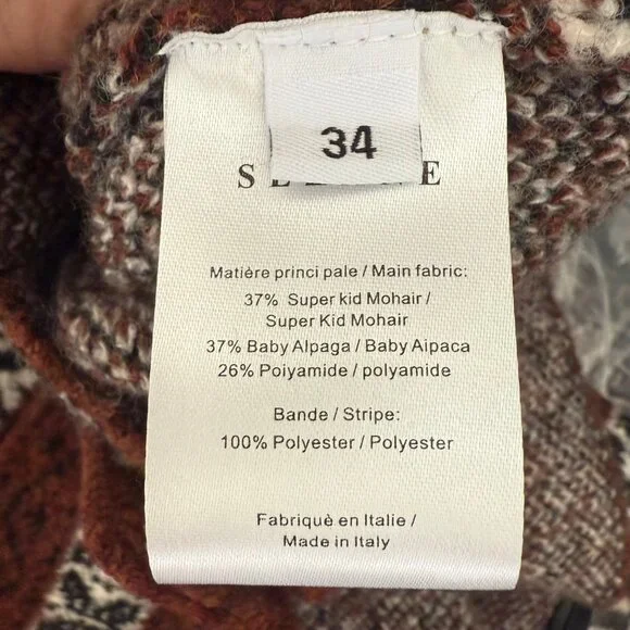 Sezane Thais jacket sweater mohair brown jacquard - Picture 11 of 11